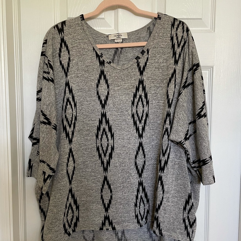 Grey print blouse